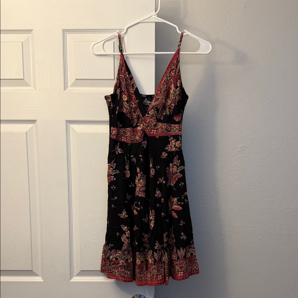 Floral Black and Red Women's Dress